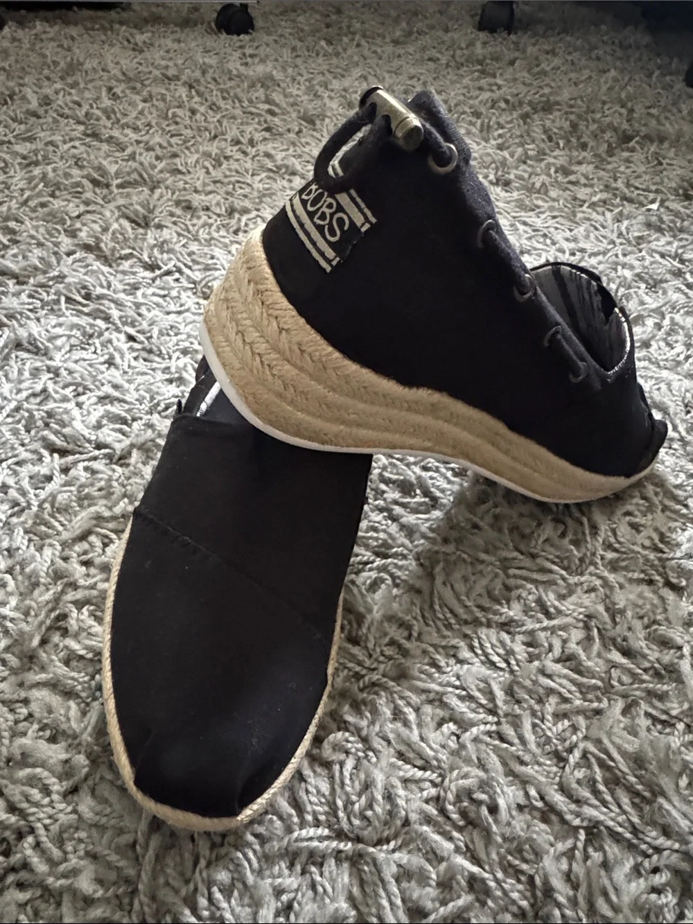 BOBS from Skechers Black Canvas Espadrille Slip-Ons